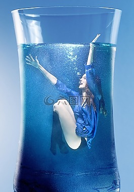 女子,水,淹沒