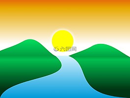 自然,河,卡通背景