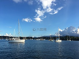 錨固,海,小船