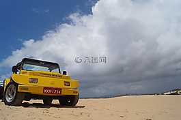 越野車,沙漠,海