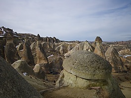 capadokia,景觀,凝灰巖石頭