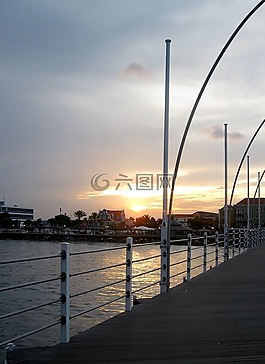 橋,日落,景觀(guān)