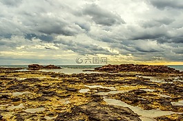 巖質海岸,天空,云