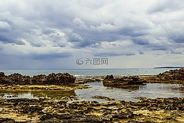 巖質海岸,天空,云