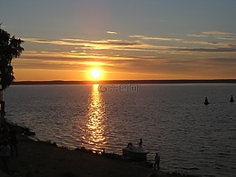 夏季,海灘,日落