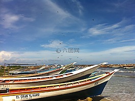 小船,玛格丽塔岛,蓝色的天空