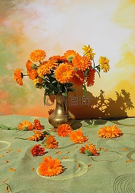 花束,花瓶,鲜花