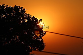 日落,陰影,天空