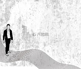 男子,走,墻