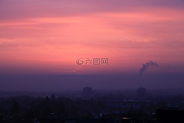 日出,紅色,天空