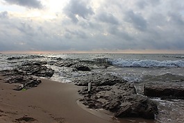 海灘,海洋,云