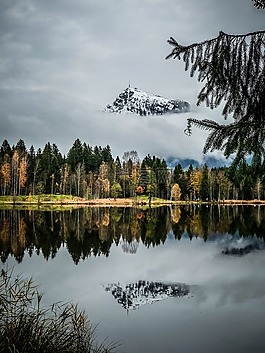 kitzbühler喇叭,黑湖,冬天