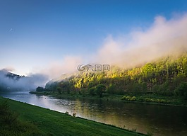 霧,河,易北河