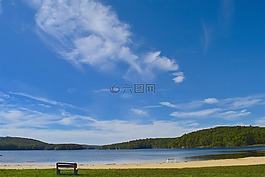 湖,公園,長凳