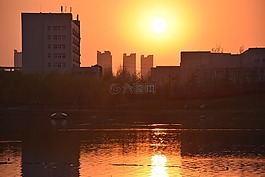 龍子湖,鄭東新區(qū),落日
