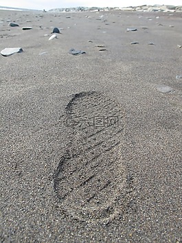 腳印,沙,海灘