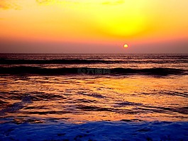 日落,海洋,海