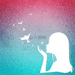 女孩,剪影,女子