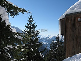 冰柱,雪,小屋