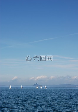 游艇,濑户内,蓝色的天空
