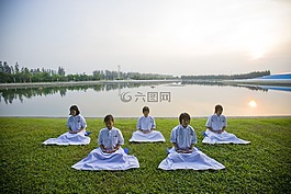 冥想,女孩,佛教徒
