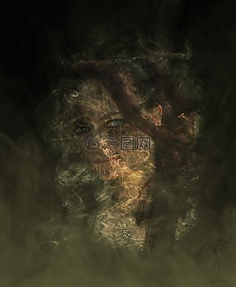 女子,神秘,煙