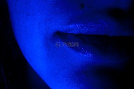 嘴唇,藍色,婦女
