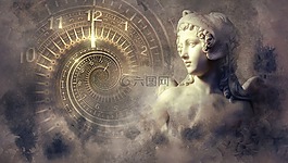 幻想,時鐘,雕像