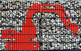 挖掘機(jī),紅色,墻