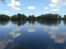 河,天空,自然