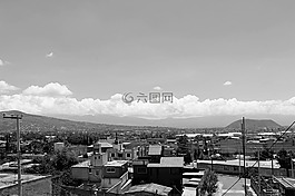 景觀,黑色和白色,山