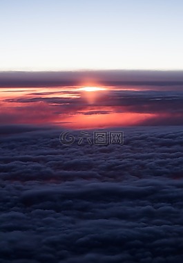天空,日落,云