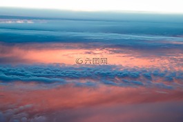天空,日落,云