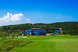 果岭,高尔夫,蓝天