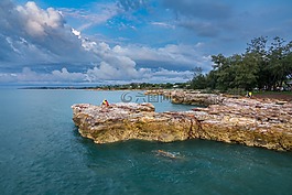 日落,熱帶,海岸線