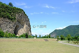 草坪,天空,山