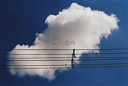云,電線,天空
