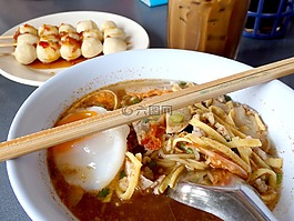 面條,肉球,食品