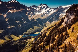 瑞士,山,峡谷