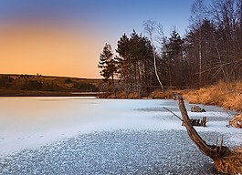 冬季,日落,雪
