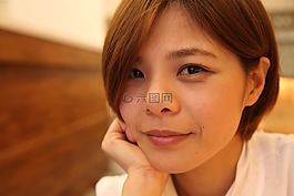 美麗,微笑,女孩