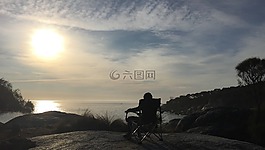 日落,塔斯马尼亚,露营