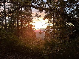 日落,山,自然