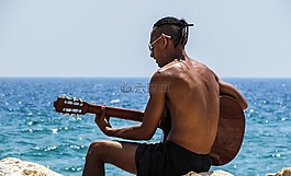 年輕,男子,吉他