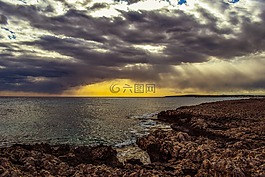 岩质海岸,海,天空