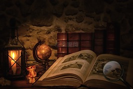 老書,燈籠,放大鏡