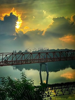 橋,水,天空