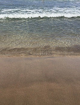 波,海灘,沙