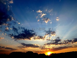 日落,水,反射