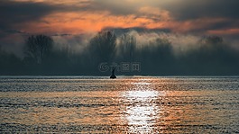 霧,河,水
